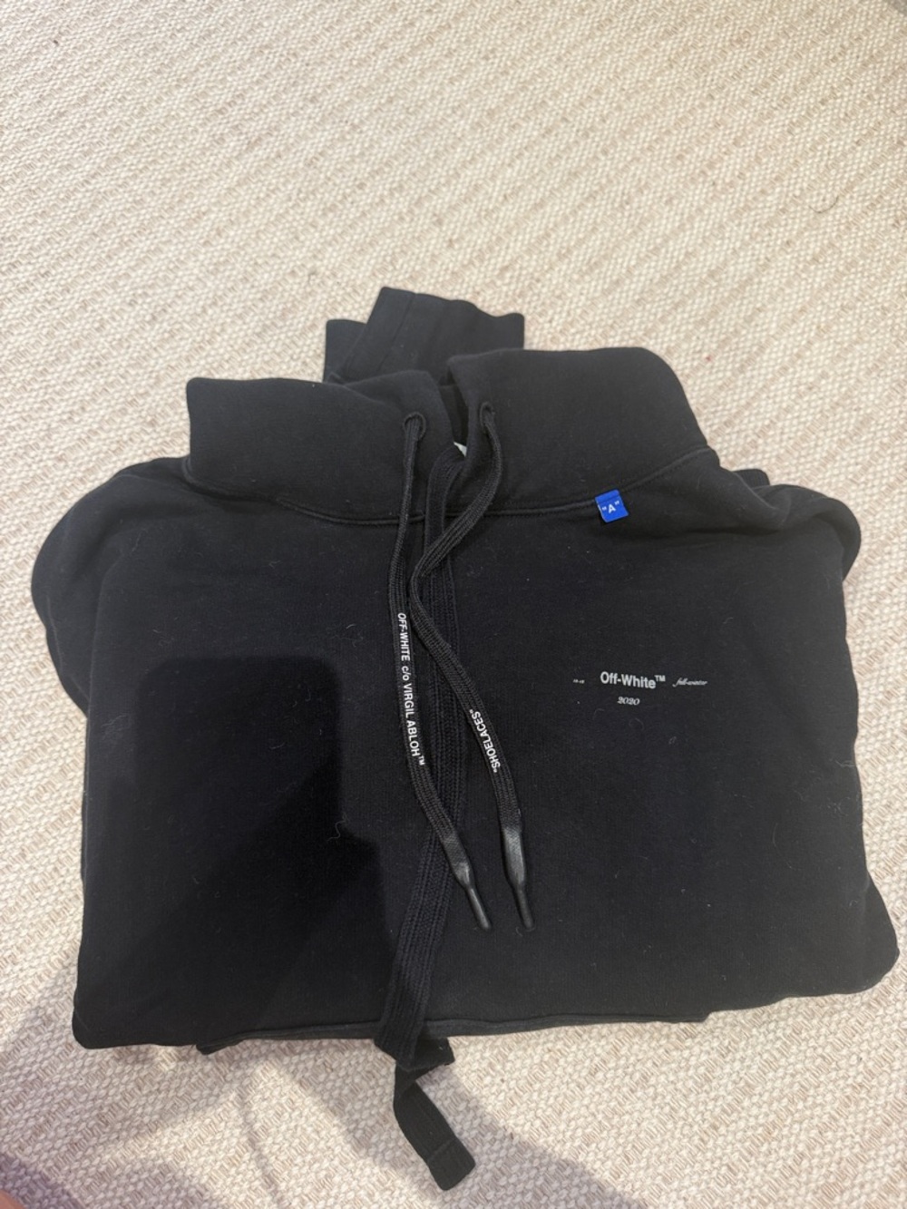 Off-White Black Pullover Hoodie with Subtle Chest Print